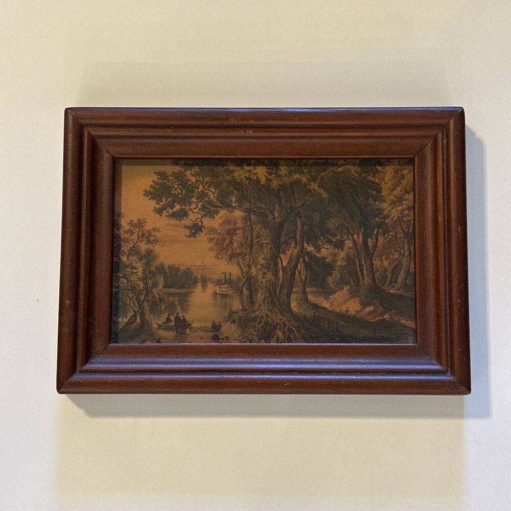 Vintage "Western River Scenery" Frances "Fanny" Palmer Currier & Ives 7.5x5.5